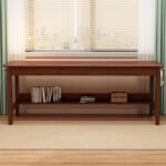 70.86" Long Solid Wood Desk with 3 Drawers Home Office Computer Desk Mid Century Modern Large Study Writing Desk Simple Real Wood Desk Study Table Workstation, Walnut - Image 7