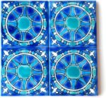 DŸARI Decorative Ceramic Tiles – Hand Painted Indoor & Outdoor Floor Tiles – Spanish Artisan Tile Top Kitchen – Mediterranean Decorative Tiles 4” × 4” – Durable Colorful Floor Tiles – 140 g (Eau V 3) - Image 3