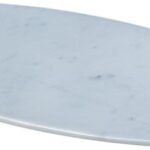 Luxury Taj Mahal Marble & Natural Wood Oval Cheese Board – Handcrafted Serving Platter for Charcuterie, Pastries, and Appetizers (20” x 8”)