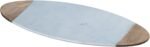 Luxury Taj Mahal Marble & Natural Wood Oval Cheese Board – Handcrafted Serving Platter for Charcuterie, Pastries, and Appetizers (20” x 8”)