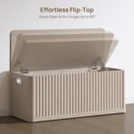 SICOTAS Storage Bench 40.2" Wide Shoe Bench with Lift Top Large Wooden Storage Chest Trunk Modern Blanket Chest with 2 Safety Hinges & Seating for Bedroom Entryway Living Room Hallway - Image 5