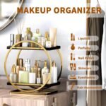 Makeup Organizer for Vanity, Black Gold Perfume Organizer for Dresser, 2-Tier Bathroom Countertop Organizers, Bathroom Counter Shelf Skincare Holder Perfume Tray Cosmetic Display - Image 8