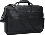Masa Kawa Leather Briefcase for Men 17/15.6" Laptop Crossbody Shoulder Messenger Bag Business Travel Work Attache Case