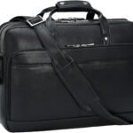Masa Kawa Leather Briefcase for Men 17/15.6" Laptop Crossbody Shoulder Messenger Bag Business Travel Work Attache Case