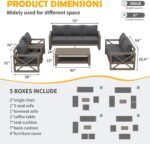 Amopatio Aluminum Patio Furniture Set, 8 Pieces Modern Metal Outdoor Furniture, Faux Wood Grain Finish Frame Patio Sofa Sets with 6" Cushion for Backyard, Dark Grey (Included Waterproof Covers) - Image 7