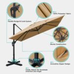 Sunnyglade 10x10Ft Cantilever Patio Umbrella Square Deluxe Offset Umbrella 360°Rotation & Integrated Tilting System Heavy Duty Patio Hanging Umbrella for Market Garden Deck Pool Backyard Patio (Tan) - Image 2