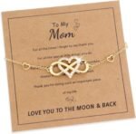 Gift for Mom Girlfriend Besite Sister Infinity Love Heart Bracelet for Women, Gold Silver Statement CZ Rhinestone Infinite Forever Bracelet Anniversary Prom Fashion Accessories Jewelry