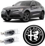 Never Fade Alfa Romeo Door Light Logo, Projection Ghost Shadow Welcome Puddle Light Compatible with Stelvio Mito Giulietta Giulia 147 159 Accessories (White)