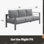 Solaste Outdoor Couch Aluminum Patio Furniture Sofa, 3-Seat All-Weather Metal Outdoor Patio Furniture with Cushions,Dark Grey - Image 5