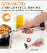 16-Piece Pots and Pans Set, Tri-Ply Stainless Steel Cookware Set with Lids, Non-toxic Kitchen Cooking Set, Dishwasher-Friendly, Induction-Ready, Even Heating, Heavy Duty, Compatible with All Cooktops - Image 5