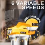 Cordless Compact Router Compatible with DeWalt 20V Battery (Bare Tool), 6 Variable Speeds Router Tool for Woodworking, 800W Fixed Base Wood Router - Image 4