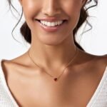 Heart Necklace for Women 14K Gold Plated Red Crystal Heart Necklaces Simple Pendant Necklace Gold Jewelry for Women - Image 2