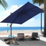 HOTIME10x10ft Large Cantilever Patio Umbrellas - Upgrade and Intensify - with 360 Rotation and 5 Angles Adjustment - Aluminum Offset Pool Umbrella Square Outdoor Umbrella for Patio Garden Deck Pool, Dark Blue - Image 2