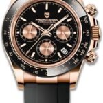 Pagani Design Men's Quartz Watch Simple Style High Precision Chronograph Waterproof Ceramic Bezel Stainless Steel Chain