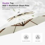 PURPLE LEAF 13ft Patio Umbrella Outdoor Round Umbrellas Large Cantilever Umbrella Windproof Offset Umbrellas Heavy Duty Sun Umbrella for Garden Deck Pool Patio, Cream - Image 4