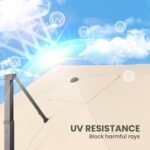 9' X 12' Cantilever Patio Umbrella with Base Included Rectangular Outdoor Large Offset Umbrellas with 7 Tilts Adjustable 360°Rotation for Deck Pool Garden Backyard, Beige - Image 8