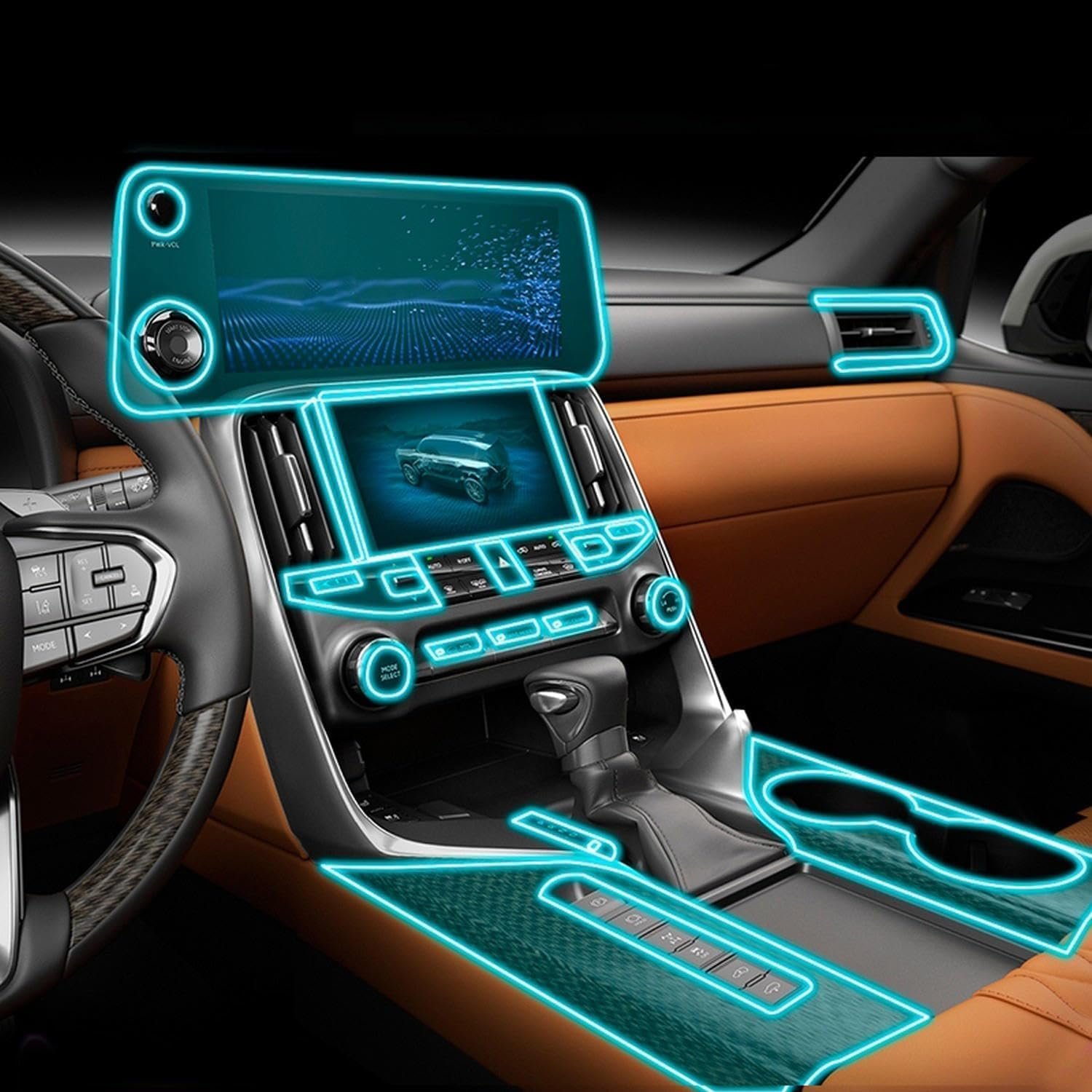 71So4mkQsL._AC_SL1500_.jpg Car Interior Center Console Transparent TPU Protective Film Anti-Scratch Repair Film Accessories refit,for Lexus LX 600 2022-2023 - Image 1