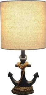 Decor Therapy Anchor Resin Accent Lamp, Easy on/Off Push-Through Light Switch, Coastal Style, Energy Efficient, 40W, Antique Navy - (8" D x 8" W x 16" H) - Image 2