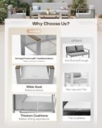 Outdoor Furniture Set, 4 Piece Aluminum Patio Furniture Set with Coffee Table, Wide Seat and Thick Cushions, Outdoor Patio Conversation Sets for Deck, Porch (LightGray) - Image 6