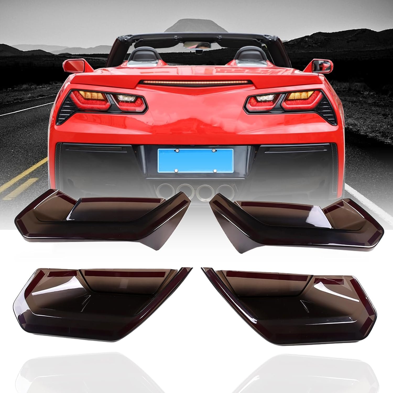 71UtZLzKL._AC_SL1500_.jpg Rear Tail Lights Lamp Cover Trim Compatible with Chevrolet Corvette Stingray C7 Z51 Z06 2014-2019, ABS Tail Light Lamp Cover Guard Trim, Set of 4 - Image 1