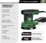 Prostormer 5-Inch Random Orbital Sander with 21PCS Sandpapers, 8000-13000RPM, 2.6AMP Palm Sander with 6 Variable Speeds, Dust Collection For Polishing, Sanding - Image 2