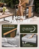 ZANDOR Aluminum Outdoor Patio Furniture Set,4-Piece Sectional Sofa with Coffee Table,Washable Thick Cushions,Modern Patio Conversation Set for Backyard,Garden,Porch,Balcony,Deck,Gray - Image 4