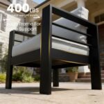 LayinSun Aluminum Furniture Set with Fire Pit Table, 5 Pieces Patio Sectional Conversation Chat Sofa Modern Seating Set - Image 5