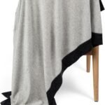 Jet&Bo Luxurious Cashmere Merino Blend Travel Blanket, Airplane-Ready Cashmere Travel Throw in Packable Pouch, Soft, Lightweight and Breathable 55"x45" (Gray and Charcoal)