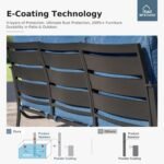 MFSTUDIO 5 Pieces Patio Conversation Sets,Outdoor Metal Furniture Sofas with 1 x 3-Seat Sofa, 2 x Swivel Chairs,2 x Ottoman,Wrought Iron Frame with Peacock Blue Cushion for Patio Courtyard Balcony - Image 2