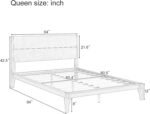 Merax Queen Size Bamboo Platform Bed, Mid-Century Modern Bed Frame with Tall Headboard, Solid Sustainable Bedframe Queen-Size, Wood Slat Support, No Box Spring Needed, Easy Assembly, Natural - Image 2