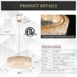 Gold Chandeliers 24”Modern Crystal Glass Round Chandelier 10-Light Drum Pendant Ceiling Light Fixtures Luxury 2 Tiers Hanging Chandelier for Dining Room Foyer Living Room Bedroom - Image 2
