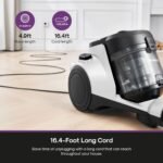 Eureka Bagless Canister Vacuum Cleaner, 1100W High Power Vacuum Cleaner for Carpets and Hard Floors HEPA Filter Extension Tube 2-in-1 Crevice Tool Floor Nozzle, NEN121WH - Image 4