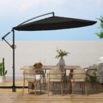 wikiwiki 10ft Patio Umbrellas Offset Outdoor Umbrella Cantilever Hanging Umbrellas w/Infinite Tilt, Fade Resistant Waterproof RECYCLED FABRIC Canopy & Cross Base, for Yard, Garden & Deck, Carbon