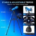 Hawkko Telescope for Adults & Kids, 80mm Aperture 600mm High Powered Telescope for Astronomy Beginners - Refractor Telescopes with AZ Tripod, Phone Adapter and Portable Bag for Moon Observation - Image 6