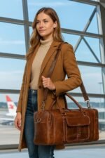 Leather Duffel Bag for Men & Women, Genuine Weekender Travel Bag, Handmade Overnight Gym Bag with Shoulder Strap, Carry-On for Business & Outdoor Travel (Asher Duffel, Light Brown, 24 Inch) - Image 3