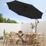 wikiwiki 10ft Patio Umbrellas Offset Outdoor Umbrella Cantilever Hanging Umbrellas w/Infinite Tilt, Fade Resistant Waterproof RECYCLED FABRIC Canopy & Cross Base, for Yard, Garden & Deck, Carbon - Image 7