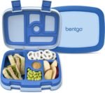 Bentgo Kids Bento-Style 5-Compartment Leak-Proof Lunch Box - Ideal Portion Sizes for Ages 3 to 7 - Durable, Drop-Proof, Dishwasher Safe, PFAS & BPA-Free & Made with Food-Safe Materials (Blue)