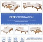 SUNSITT 6 Piece Acacia Wood Patio Furniture Outdoor Sectional Sofa Set with Adjustable Armrest, FSC Certified L-Shaped Patio Set w/2-in-1 Coffee Table, Cream White Cushions for Garden - Image 9