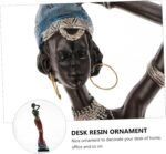 Ethnic Style African Lady Resin Figurine with Gold Basket Hand-Carved Desk Sculpture for Home Office Decor Polished Tribal Woman Statue Accent for Room Shelf - Image 8