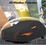 Customized breathable car cover Compatible with Mercedes Maybach S680,all-weather dust and sun protection car cover (black orange) - Image 5