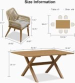 PURPLE LEAF 7 Pieces Outdoor Dining Set All-Weather PE Rattan Outdoor Patio Furniture Set with All Aluminum Frame Rectangular Table and Chairs Set for Lawn Garden Backyard Deck, Teak - Image 7