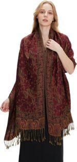 zero season Boho Paisley Pashmina Shawl Wrap Lightweight Scarf for Women, Silky Feel Bohemian Wrap for Travel & Daily Wear
