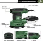 Prostormer 5-Inch Random Orbital Sander with 21PCS Sandpapers, 8000-13000RPM, 2.6AMP Palm Sander with 6 Variable Speeds, Dust Collection For Polishing, Sanding - Image 3