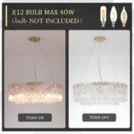 Gold Chandeliers 24”Modern Crystal Glass Round Chandelier 10-Light Drum Pendant Ceiling Light Fixtures Luxury 2 Tiers Hanging Chandelier for Dining Room Foyer Living Room Bedroom - Image 7