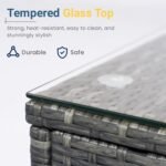 Wisteria Lane 5-Pieces Outdoor Patio Furniture Set, All Weather Wicker Rattan Sectional Sofa, Patio Conversation Set with Cushions & Glass Coffee Table for Backyard Porch Garden Balcony, Grey - Image 7