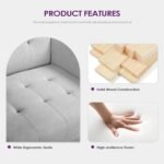 TYBOATLE Sofa Couch, Living Room Furniture Sectional Sofa Sets 3 Pcs, Tufted Mid-Century Loveseat w/USB, Cupholders & Comfy Single Sofa for Small Space, Apartment, Office (Light Grey) - Image 8