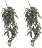Artificial Hanging Plants – 30” Long Eucalyptus Greenery Bush, Fake Plant for Office Home Décor Indoor Outdoor, Wall Accent - Set of 2 (Frosted Green)