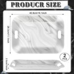 gisgfim 2Pcs Marble Serving Trays with Handles 16 x 11 Inch Large Melamine Tray Rectangular White Marble Serving Platter Grey Tray Melamine Dishes for Serving Food Outdoor Dinner Dessert Plates Party - Image 2