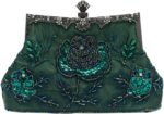 Vintage 1920s Beaded Evening Bag Pearl Clutch Bag for Women Sequin Handbag Bridal Wedding Purse Floral Shoulder Bag