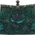 Vintage 1920s Beaded Evening Bag Pearl Clutch Bag for Women Sequin Handbag Bridal Wedding Purse Floral Shoulder Bag